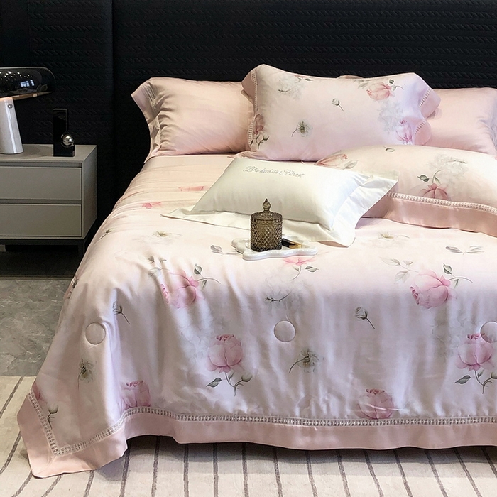 91家纺网 家纺一手货源 找家纺 （总）黑白森林 2026新款天丝印花夏被四件套系列