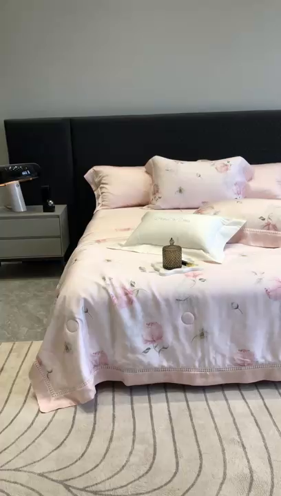 91家纺网 家纺一手货源 找家纺 （总）黑白森林 2026新款天丝印花夏被四件套系列