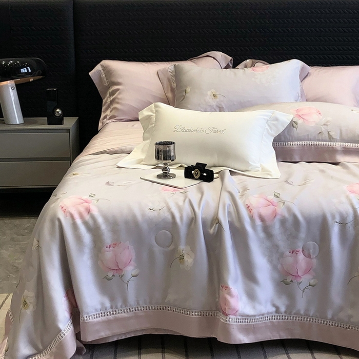 黑白森林 2026新款天丝印花夏被四件套系列 邂逅-灰