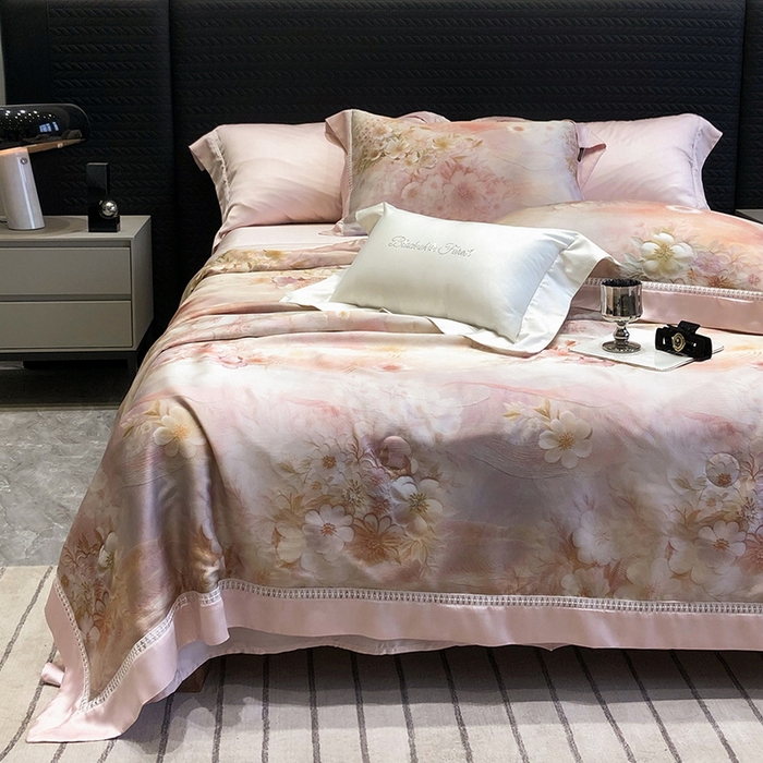 黑白森林 2026新款天丝印花夏被四件套系列 云馥-粉