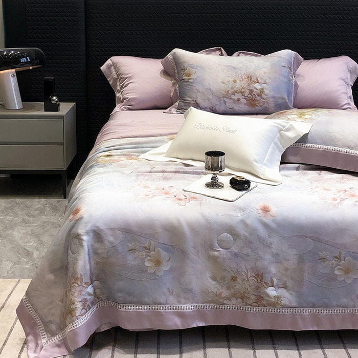 黑白森林 2026新款天丝印花夏被四件套系列 云馥-紫