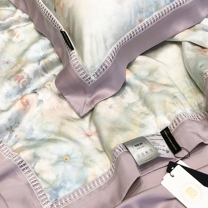 91家纺网 家纺一手货源 找家纺 黑白森林 2026新款天丝印花夏被四件套系列 紫嫣