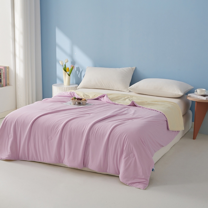 91家纺网 家纺一手货源 找家纺 蓝冰家纺 2026新款凉感高密度空调被夏被 淡紫色