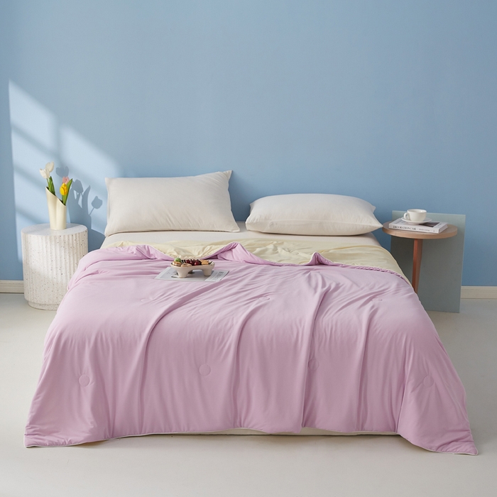 91家纺网 家纺一手货源 找家纺 蓝冰家纺 2026新款凉感高密度空调被夏被 淡紫色