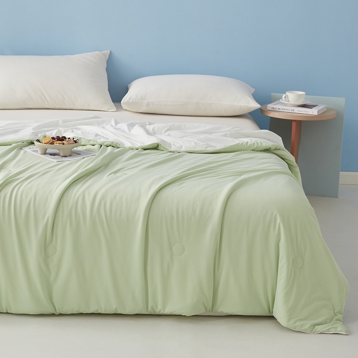 91家纺网 家纺一手货源 找家纺 蓝冰家纺 2026新款凉感高密度空调被夏被 墨绿色