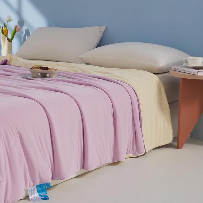 91家纺网 家纺一手货源 找家纺 蓝冰家纺 2026新款凉感高密度空调被夏被 淡紫色