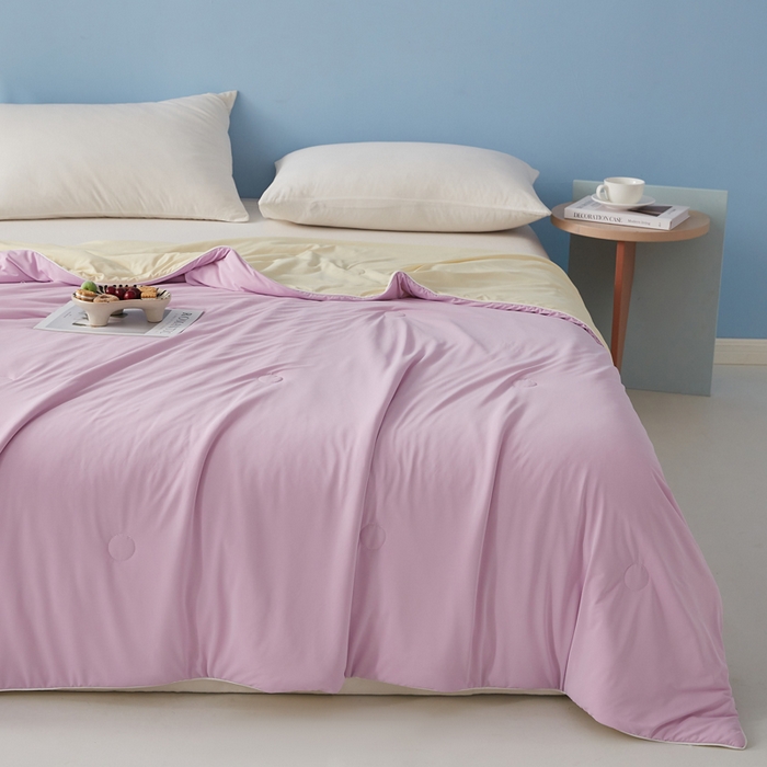 91家纺网 家纺一手货源 找家纺 蓝冰家纺 2026新款凉感高密度空调被夏被 淡紫色