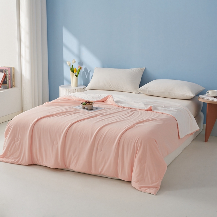 91家纺网 家纺一手货源 找家纺 蓝冰家纺 2026新款凉感高密度空调被夏被 墨玉色