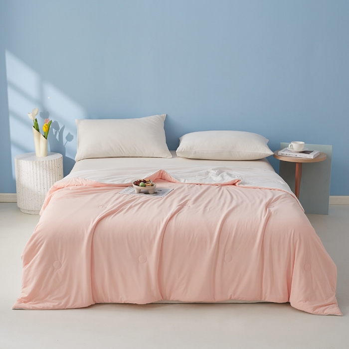 91家纺网 家纺一手货源 找家纺 蓝冰家纺 2026新款凉感高密度空调被夏被 墨玉色