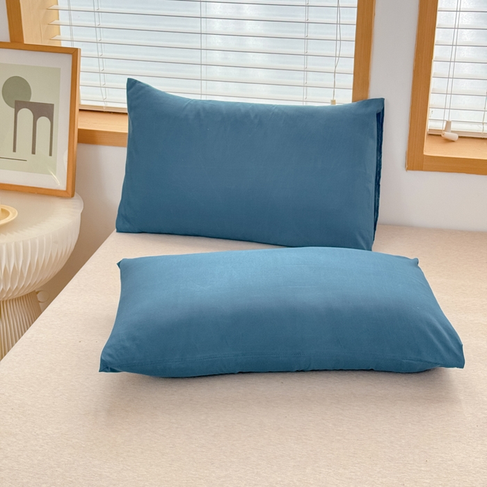 91家纺网 家纺一手货源 找家纺 莎臣豹 2026新款水洗棉磨毛原棉纯色印花简约风四件套风格二 宝蓝