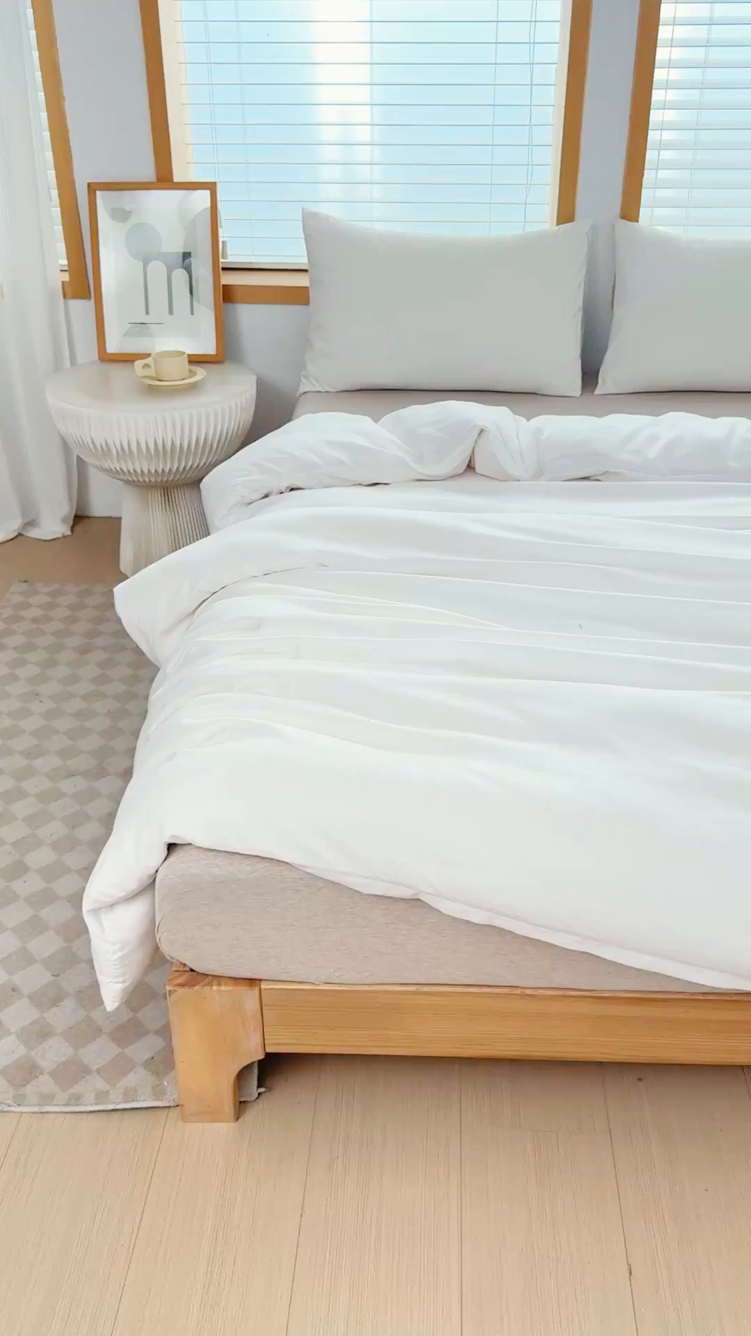 91家纺网 家纺一手货源 找家纺 莎臣豹 2026新款水洗棉磨毛原棉纯色印花简约风四件套风格二 纯情白