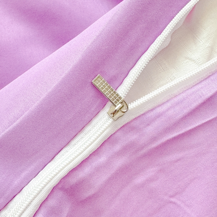 91家纺网 家纺一手货源 找家纺 莎臣豹 2026新款水洗棉磨毛原棉纯色印花简约风四件套风格二 丁香紫