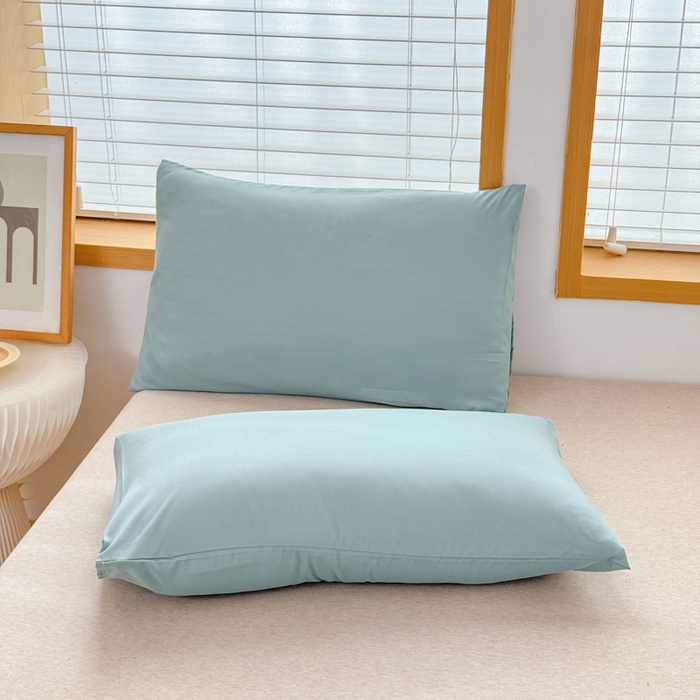 91家纺网 家纺一手货源 找家纺 莎臣豹 2026新款水洗棉磨毛原棉纯色印花简约风四件套风格二 豆绿