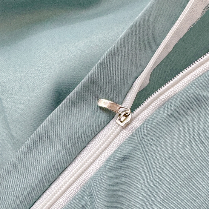 91家纺网 家纺一手货源 找家纺 莎臣豹 2026新款水洗棉磨毛原棉纯色印花简约风四件套风格二 豆绿