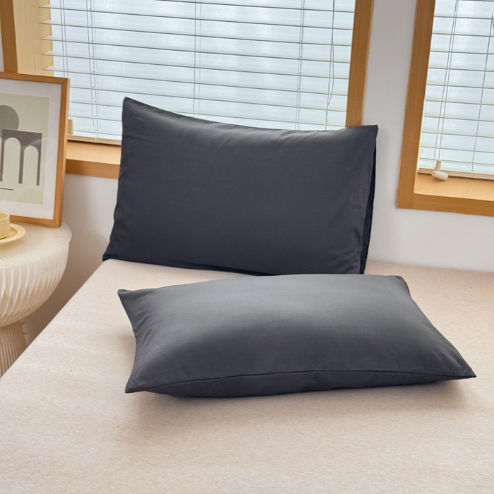 91家纺网 家纺一手货源 找家纺 莎臣豹 2026新款水洗棉磨毛原棉纯色印花简约风四件套风格二 高雅灰