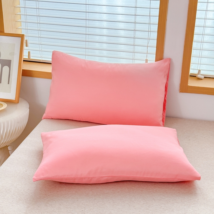 91家纺网 家纺一手货源 找家纺 莎臣豹 2026新款水洗棉磨毛原棉纯色印花简约风四件套风格二 公主粉