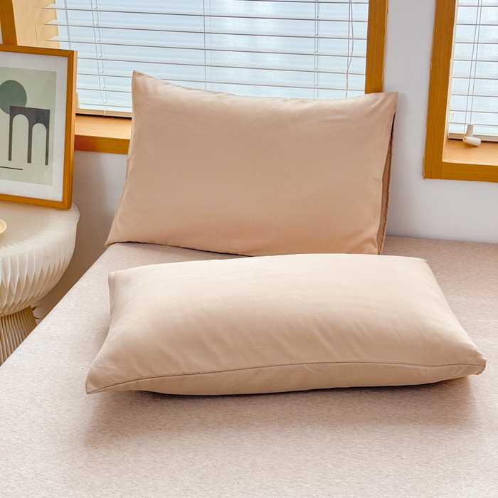 91家纺网 家纺一手货源 找家纺 莎臣豹 2026新款水洗棉磨毛原棉纯色印花简约风四件套风格二 卡其