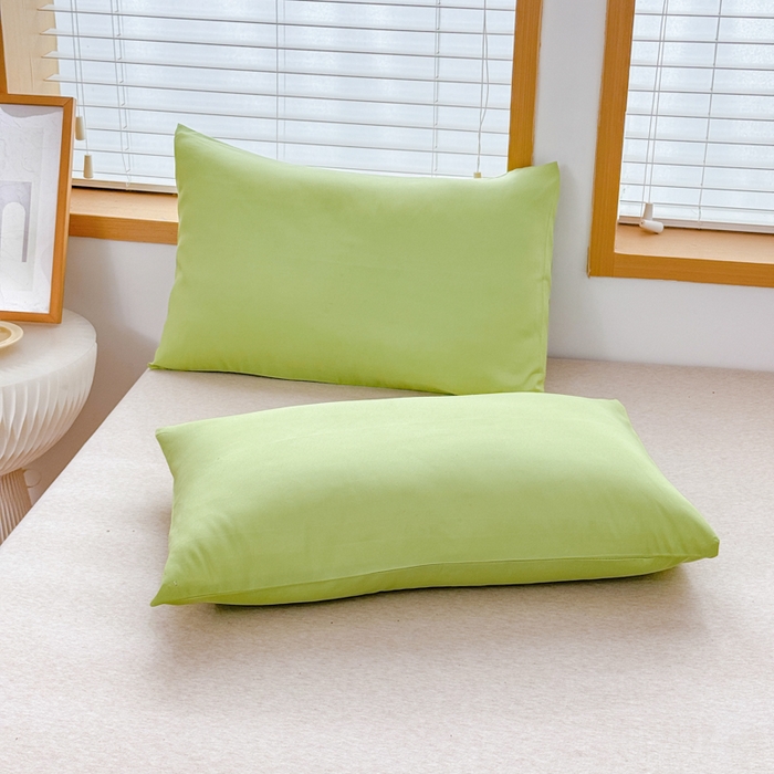 91家纺网 家纺一手货源 找家纺 莎臣豹 2026新款水洗棉磨毛原棉纯色印花简约风四件套风格二 抹茶绿