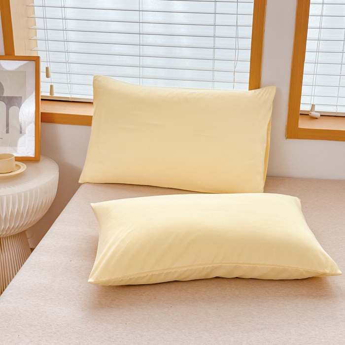 91家纺网 家纺一手货源 找家纺 莎臣豹 2026新款水洗棉磨毛原棉纯色印花简约风四件套风格二 嫩黄