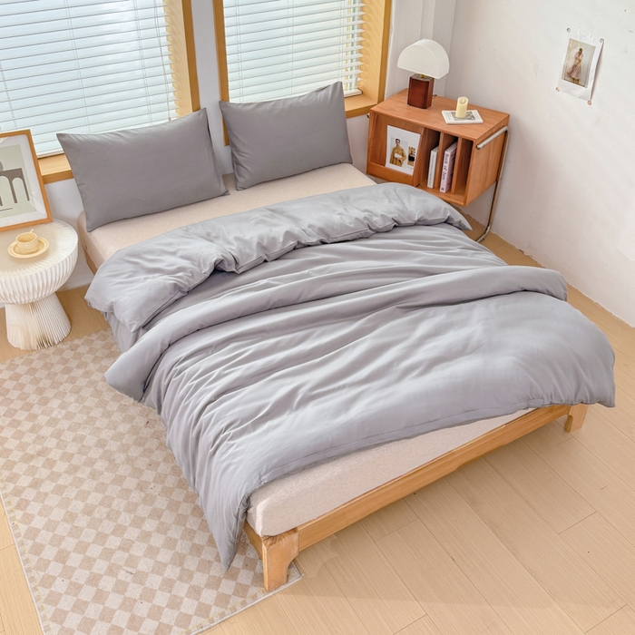 91家纺网 家纺一手货源 找家纺 莎臣豹 2026新款水洗棉磨毛原棉纯色印花简约风四件套风格二 绅士灰