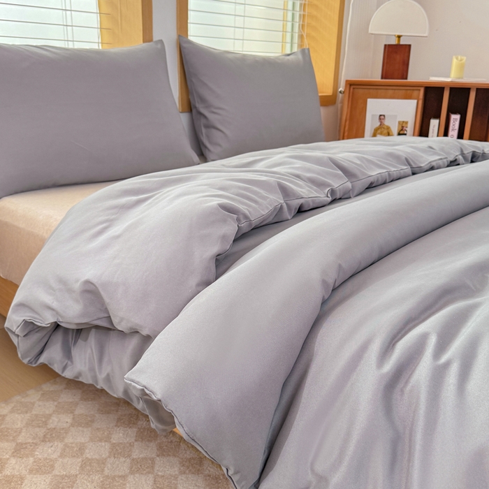 91家纺网 家纺一手货源 找家纺 莎臣豹 2026新款水洗棉磨毛原棉纯色印花简约风四件套风格二 绅士灰