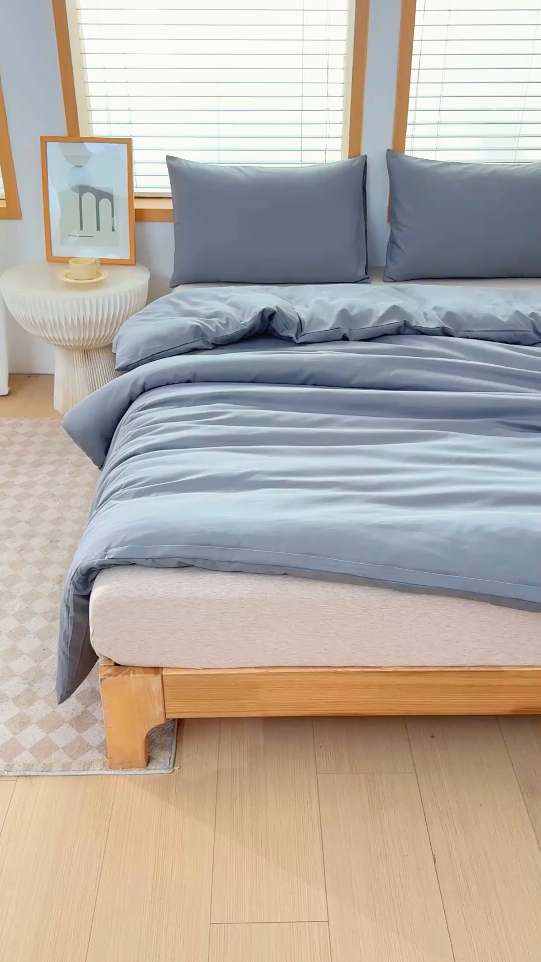 91家纺网 家纺一手货源 找家纺 莎臣豹 2026新款水洗棉磨毛原棉纯色印花简约风四件套风格二 绅士灰