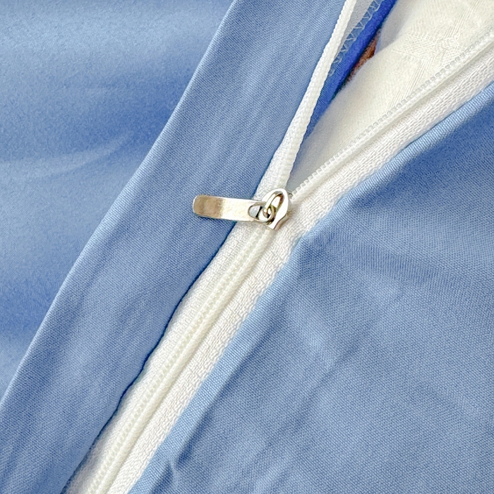 91家纺网 家纺一手货源 找家纺 莎臣豹 2026新款水洗棉磨毛原棉纯色印花简约风四件套风格二 天空蓝