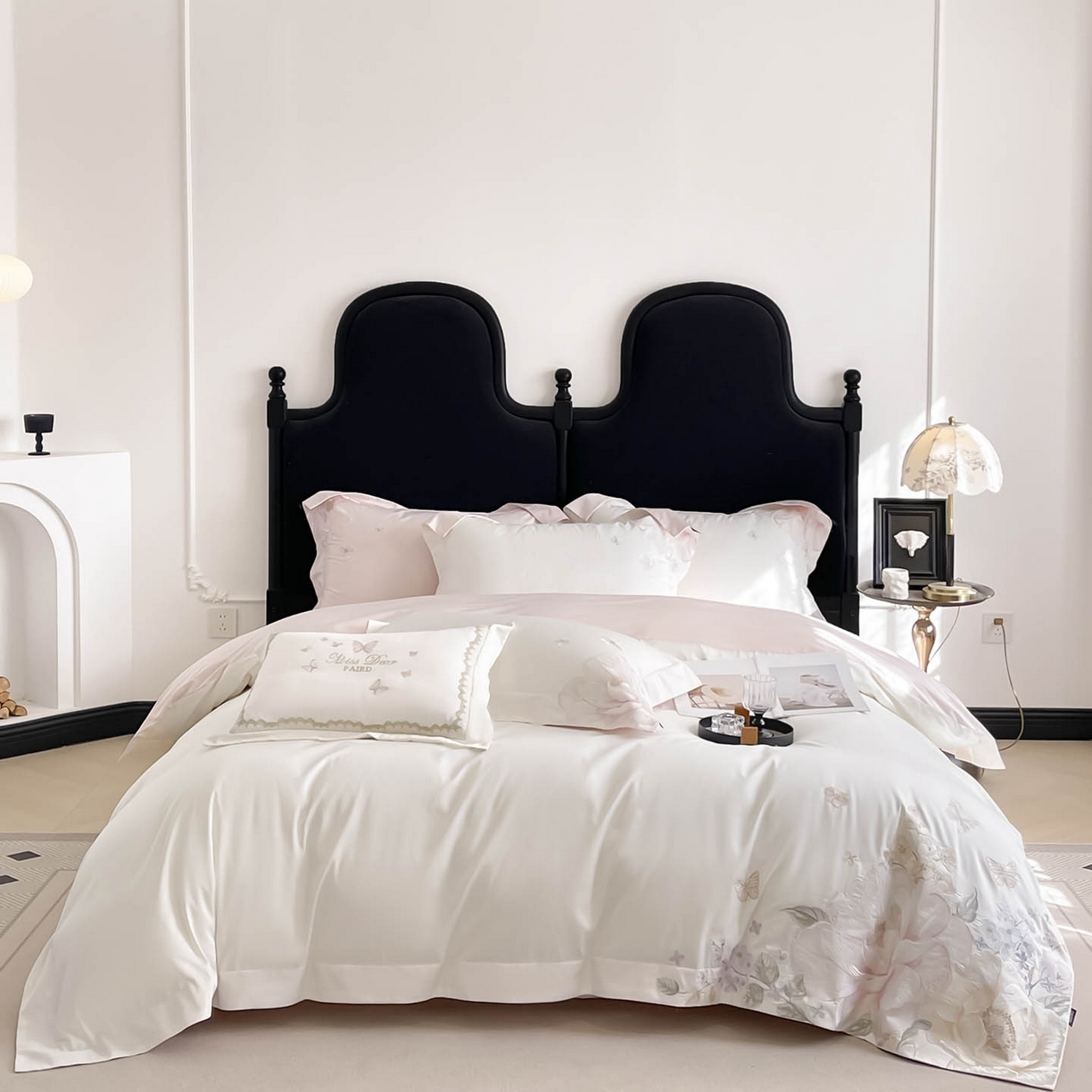 91家纺网 家纺一手货源 找家纺 （总）2026新品A类100支贡缎长绒棉纯棉四件套全棉重工刺绣全工艺被套床单床笠高端轻奢风床上用品-朵卿