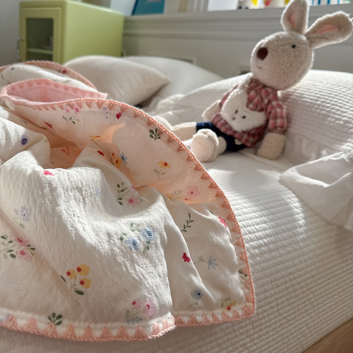 91家纺网 家纺一手货源 找家纺 赛琳 2026新款云感双层纱贝壳绣夏被夏凉被空调被（有买家秀） 软花漫游