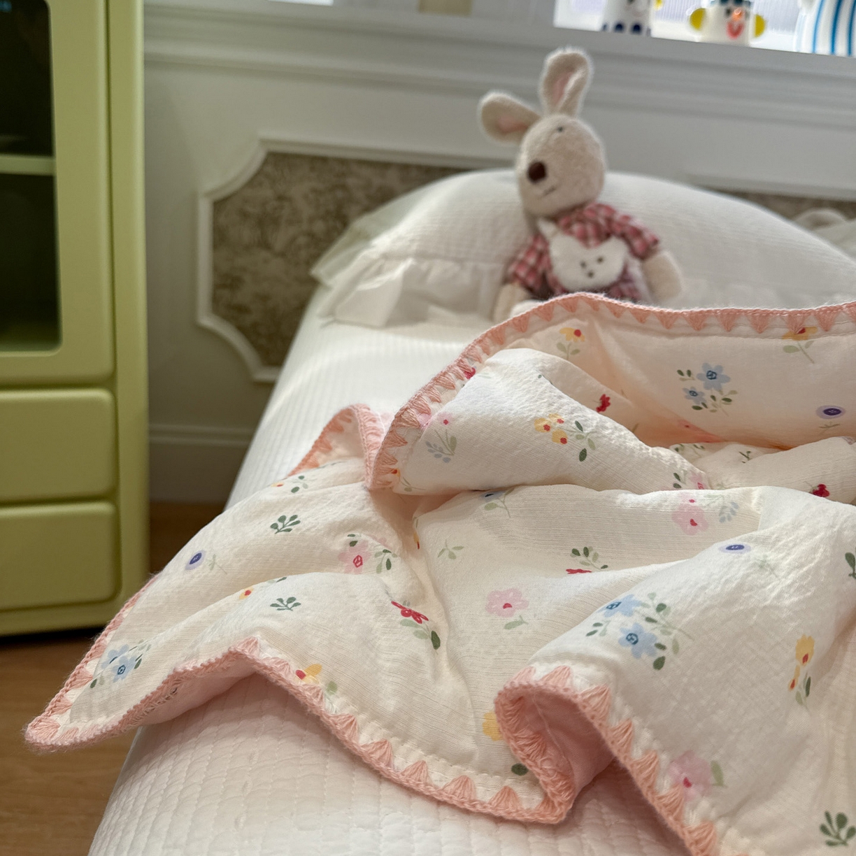 91家纺网 家纺一手货源 找家纺 赛琳 2026新款云感双层纱贝壳绣夏被夏凉被空调被（有买家秀） 软花漫游