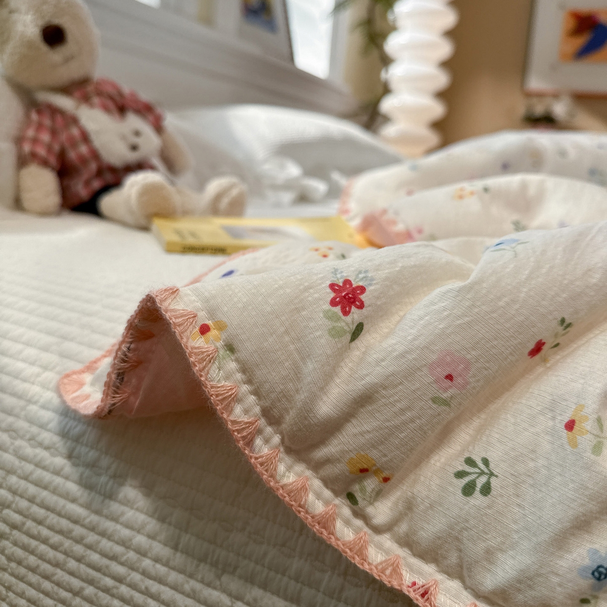 91家纺网 家纺一手货源 找家纺 赛琳 2026新款云感双层纱贝壳绣夏被夏凉被空调被（有买家秀） 软花漫游