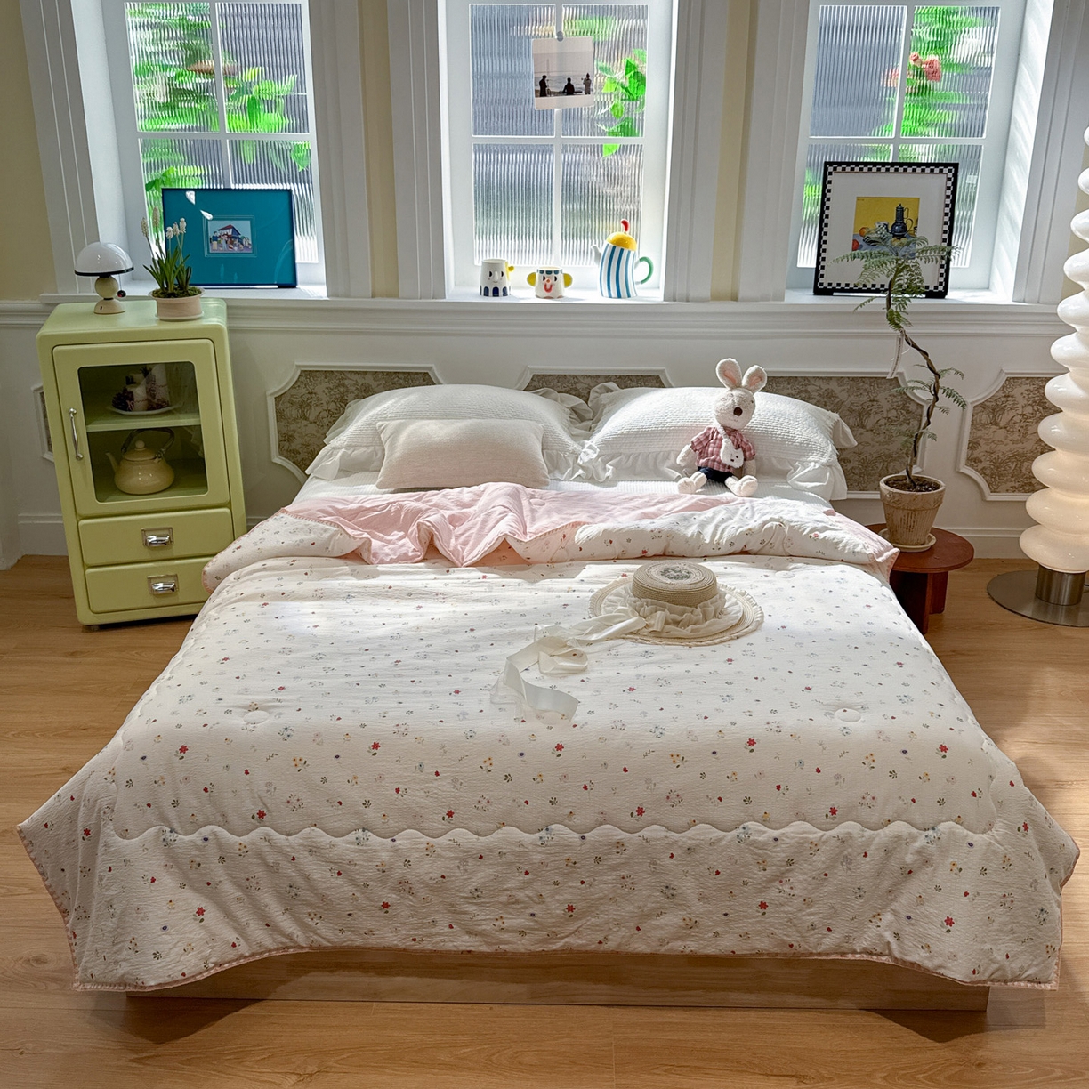 91家纺网 家纺一手货源 找家纺 赛琳 2026新款云感双层纱贝壳绣夏被夏凉被空调被（有买家秀） 软花漫游