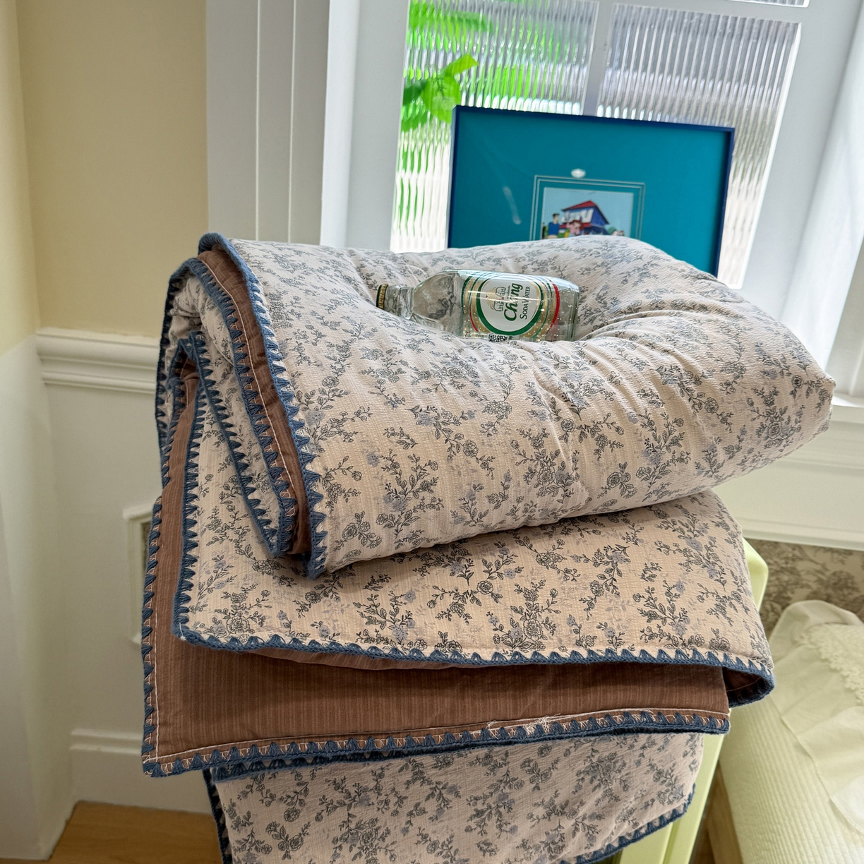 91家纺网 家纺一手货源 找家纺 赛琳 2026新款云感双层纱贝壳绣夏被夏凉被空调被（有买家秀） 竹韵花语