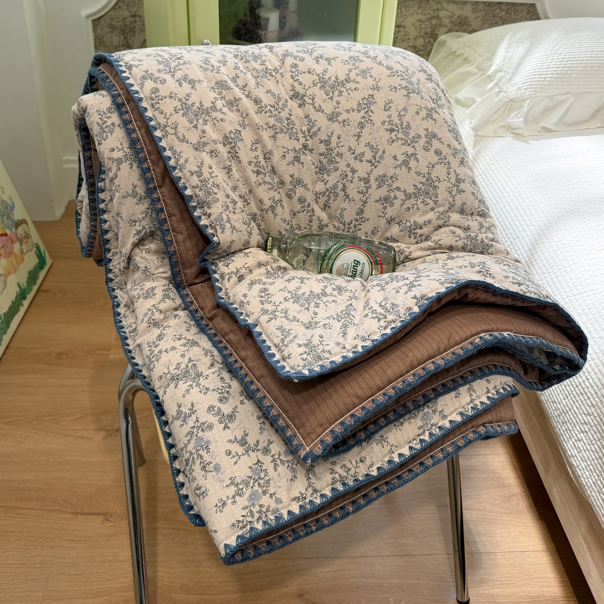 91家纺网 家纺一手货源 找家纺 赛琳 2026新款云感双层纱贝壳绣夏被夏凉被空调被（有买家秀） 竹韵花语