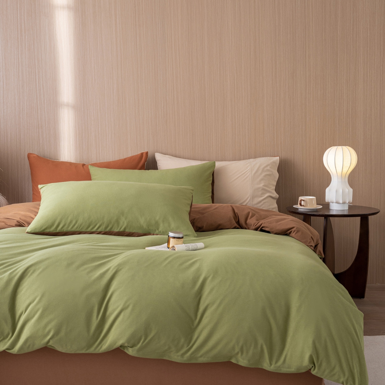 （总）梦可莱家居 2026春夏新品全棉针织棉纯色双拼简约百搭时尚系列四件套