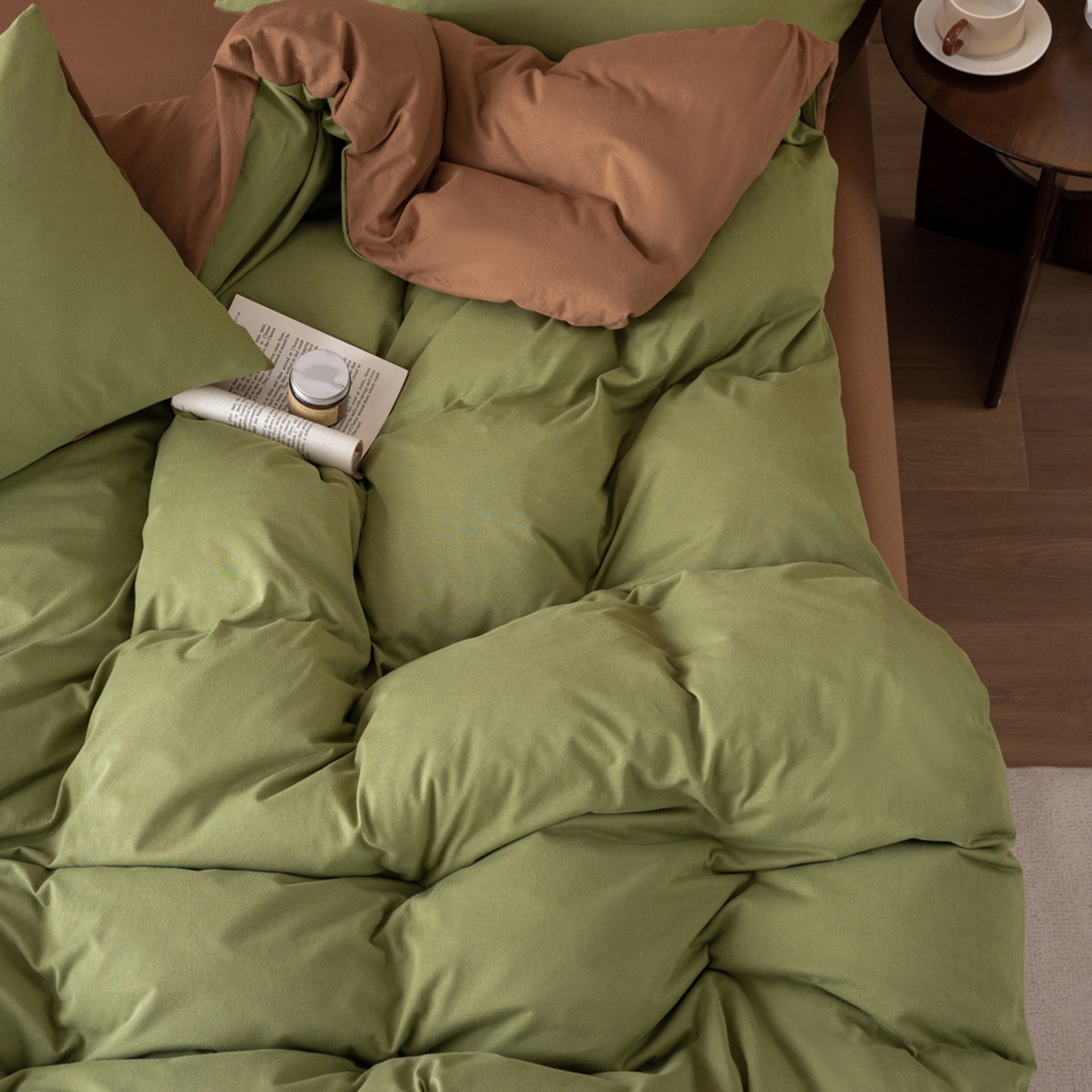 91家纺网 家纺一手货源 找家纺 （总）梦可莱家居 2026春夏新品全棉针织棉纯色双拼简约百搭时尚系列四件套