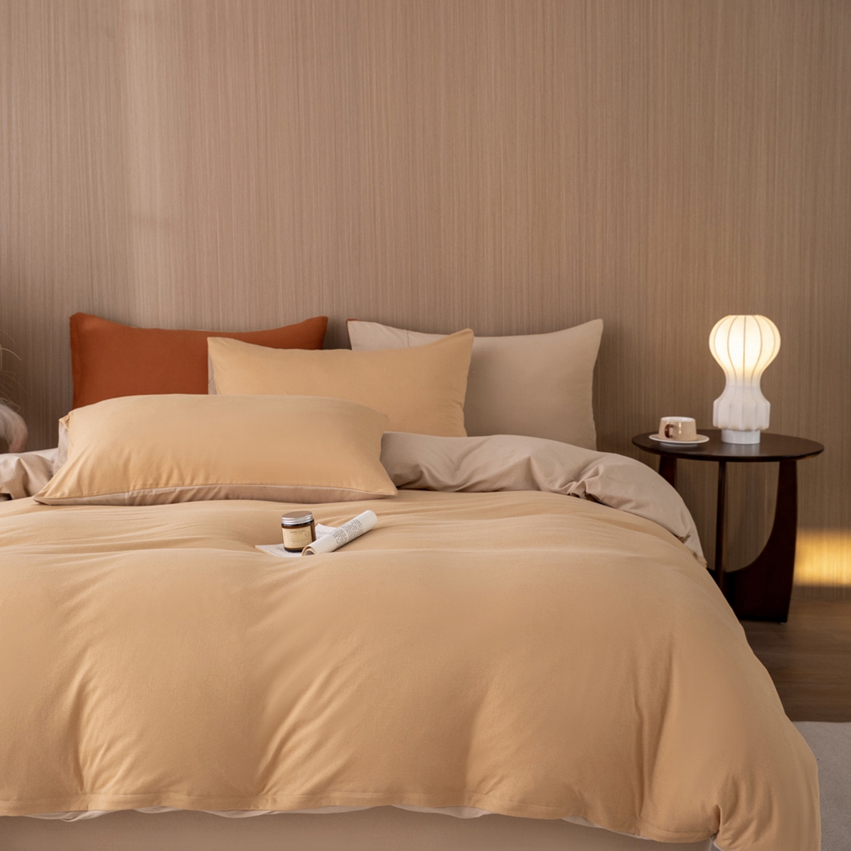 91家纺网 家纺一手货源 找家纺 （总）梦可莱家居 2026春夏新品全棉针织棉纯色双拼简约百搭时尚系列四件套