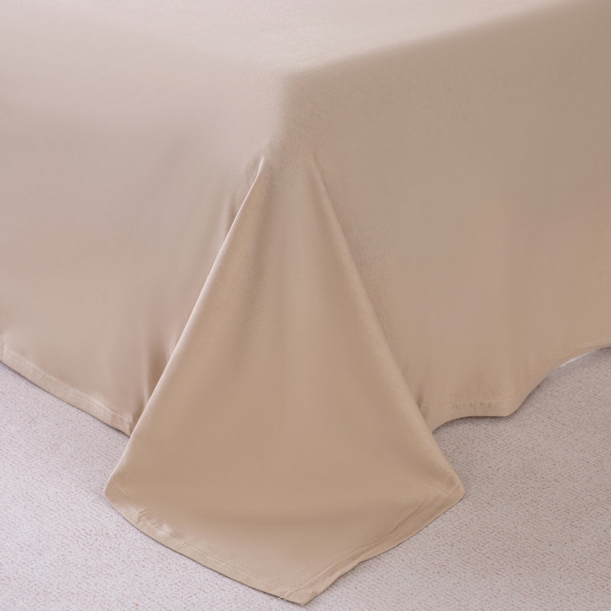 91家纺网 家纺一手货源 找家纺 梦可莱家居 2026春夏新品全棉针织棉纯色双拼简约百搭时尚系列四件套 双拼-豆绿