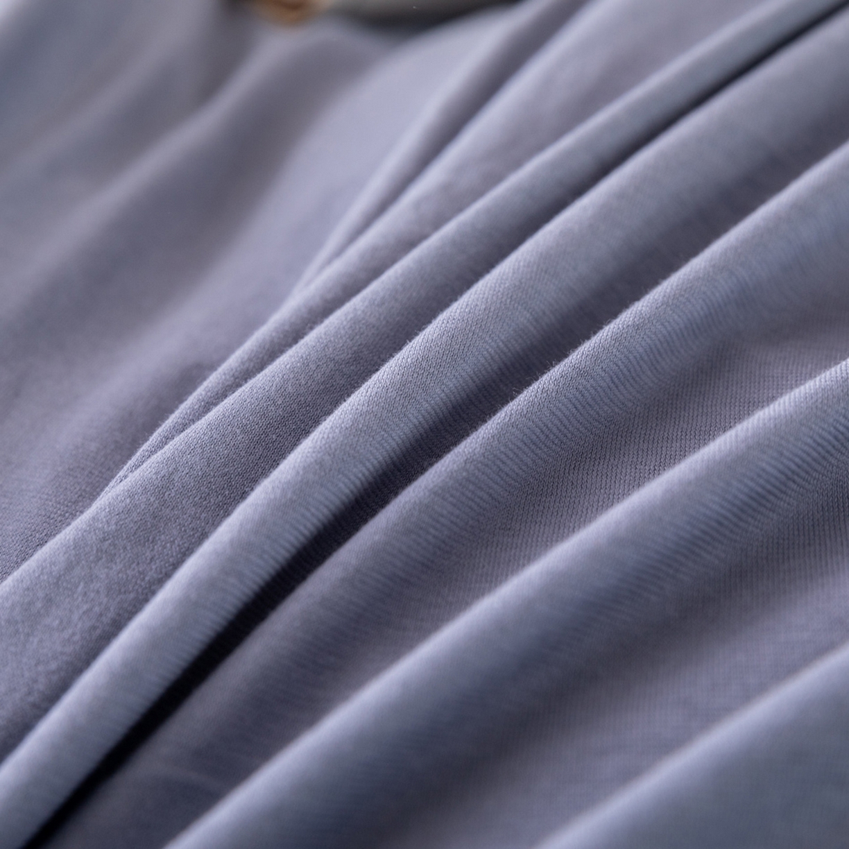 91家纺网 家纺一手货源 找家纺 梦可莱家居 2026春夏新品全棉针织棉纯色双拼简约百搭时尚系列四件套 双拼-蓝灰