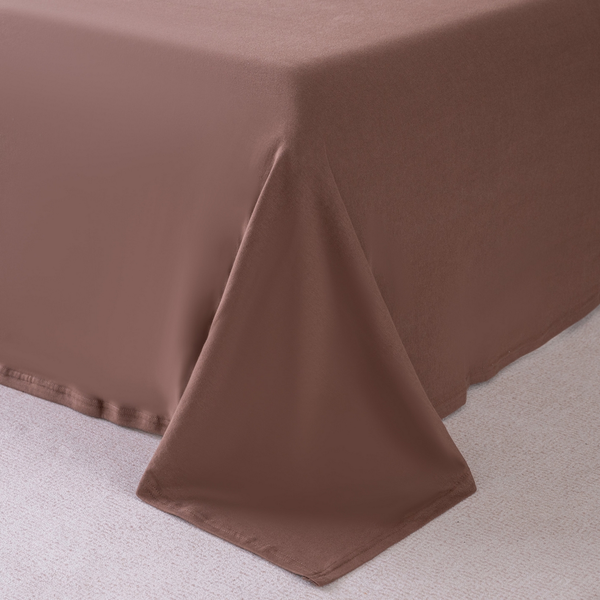 91家纺网 家纺一手货源 找家纺 梦可莱家居 2026春夏新品全棉针织棉纯色双拼简约百搭时尚系列四件套 双拼-米咖