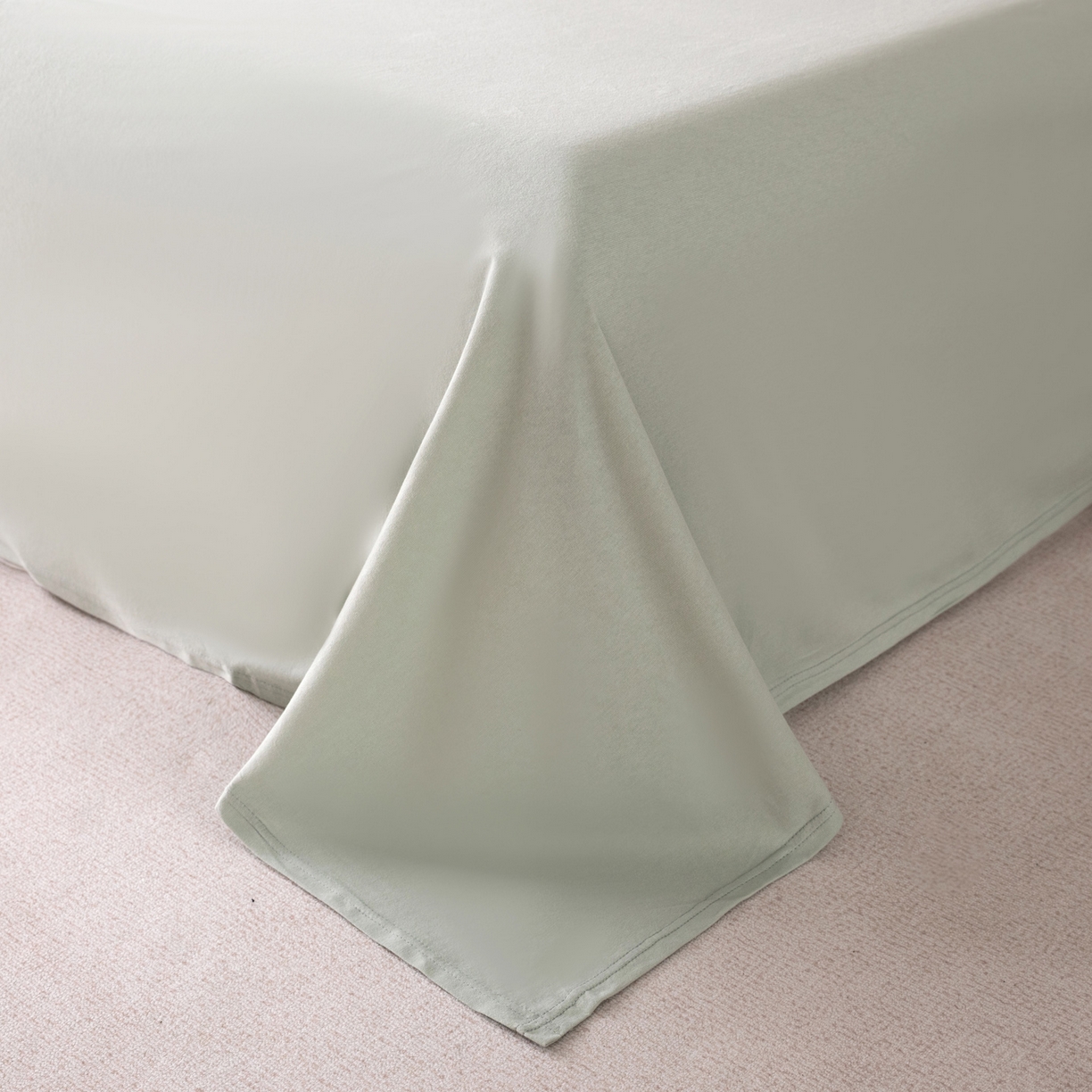 91家纺网 家纺一手货源 找家纺 梦可莱家居 2026春夏新品全棉针织棉纯色双拼简约百搭时尚系列四件套 双拼-森林绿