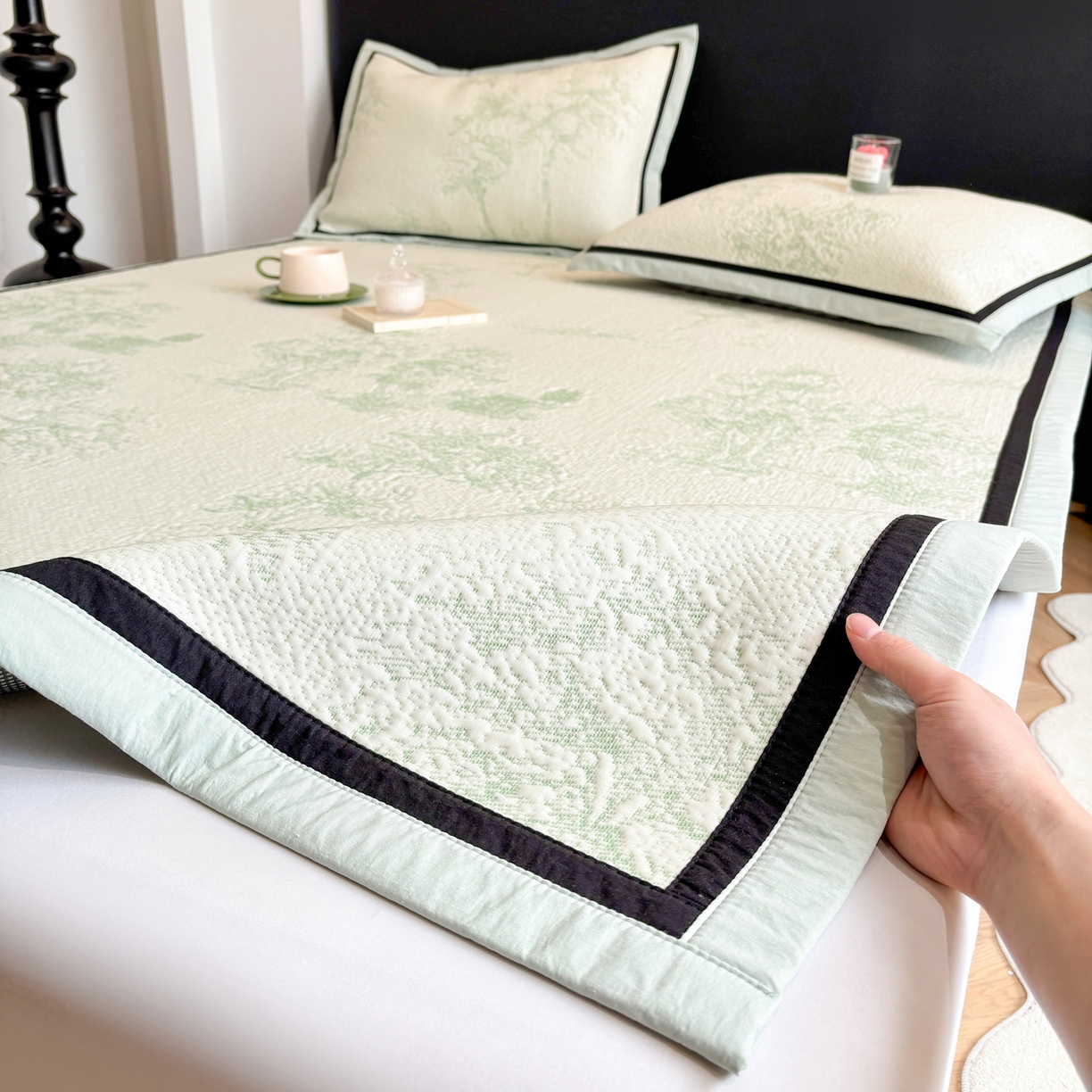 91家纺网 家纺一手货源 找家纺 （总）雅居纺家纺 2026新款A类加厚三明治底黑边PE凉感席