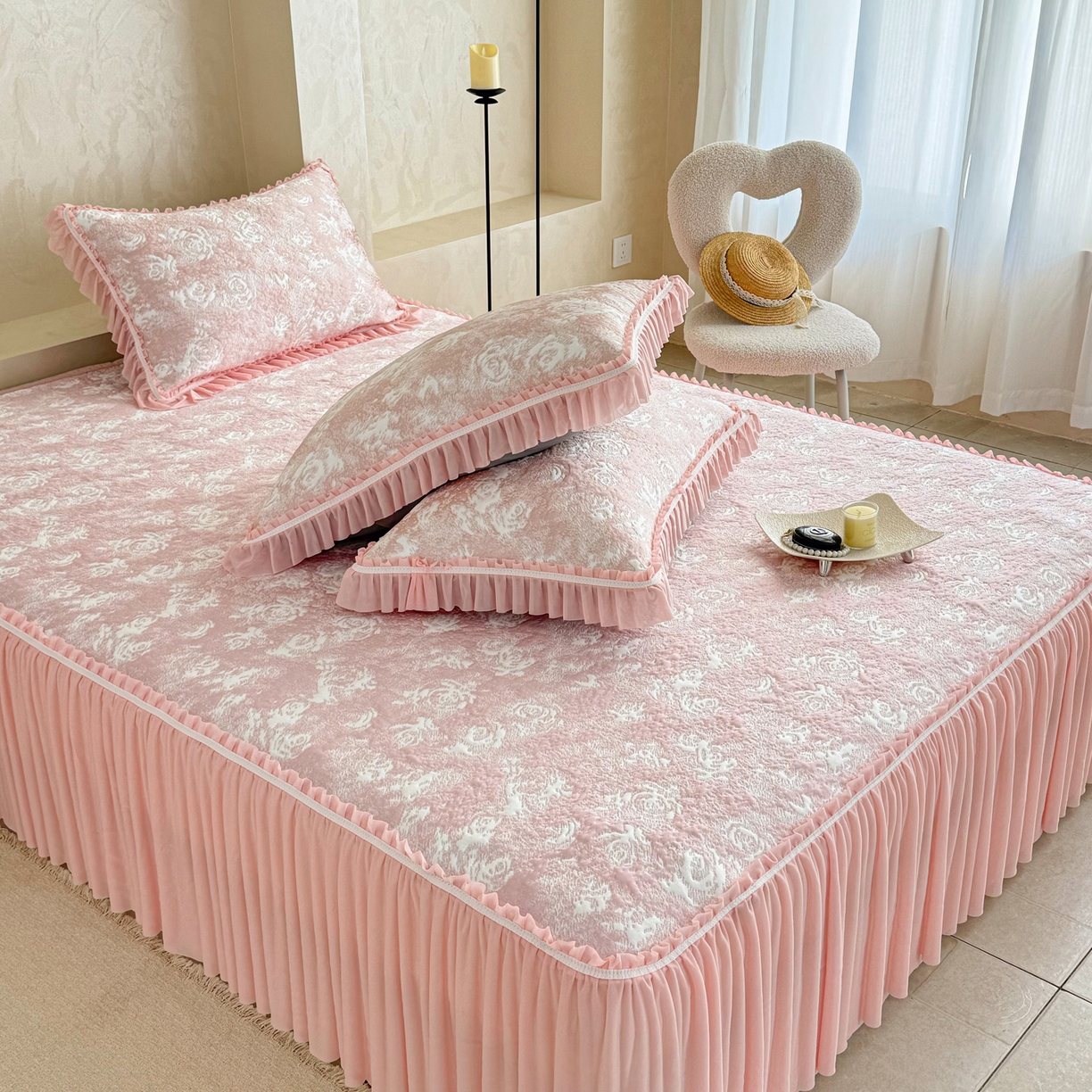 91家纺网 家纺一手货源 找家纺 （总）雅居纺家纺 2025春夏新款全棉纯棉毛巾绣系列单床笠 床笠单件