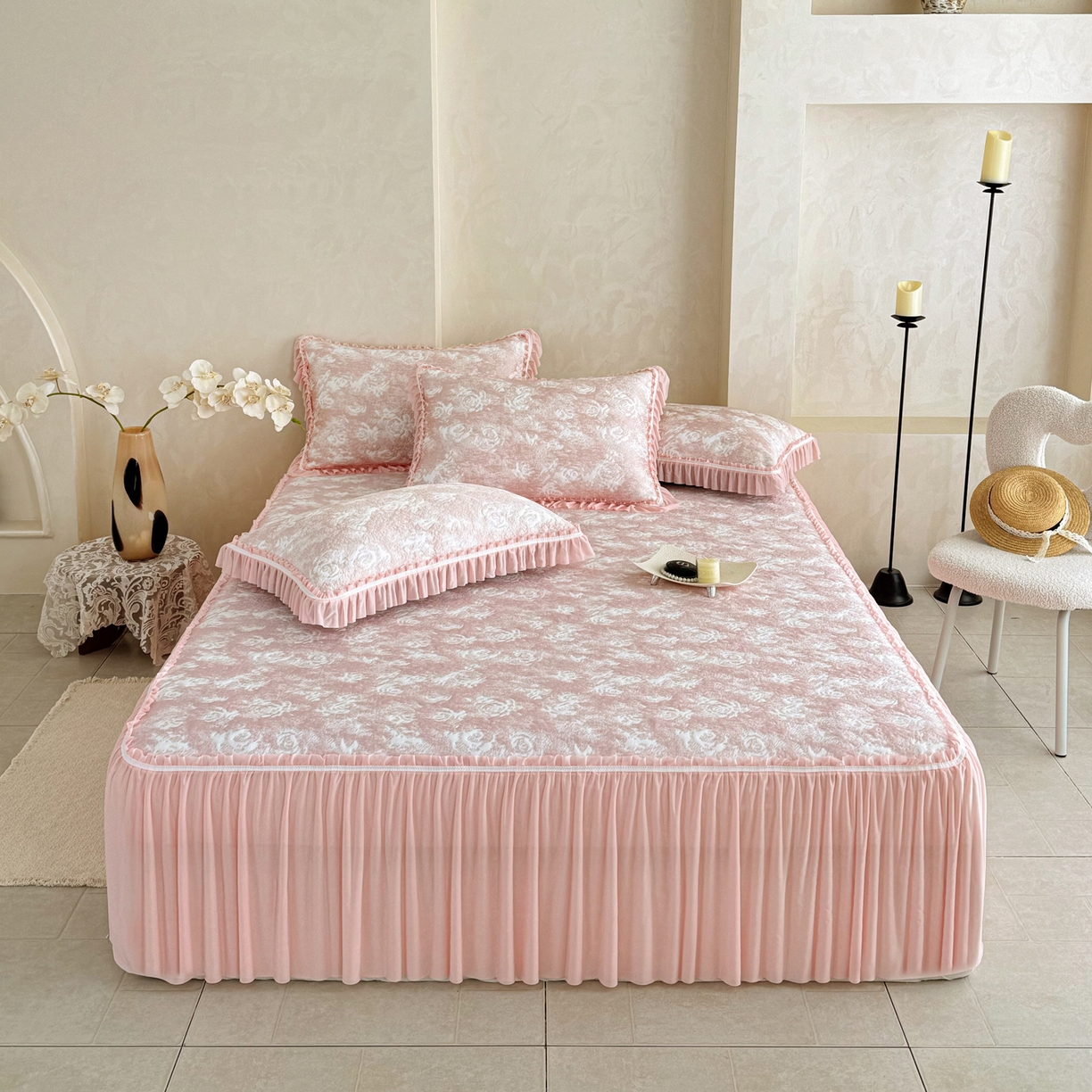 91家纺网 家纺一手货源 找家纺 （总）雅居纺家纺 2026新款床裙款玫瑰系列凉感席