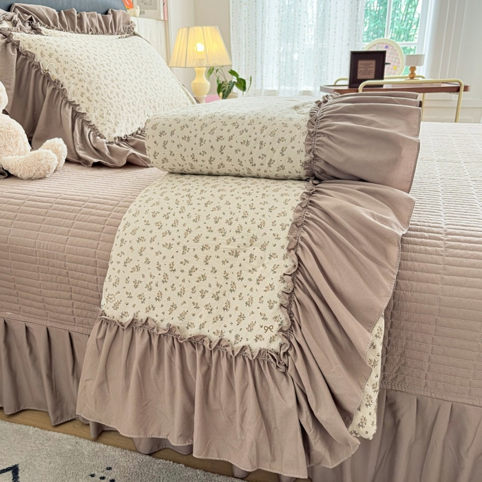 铠畅 2026新款法式宽边水洗棉泡芙纱床盖款夏被四件套 兔小姐