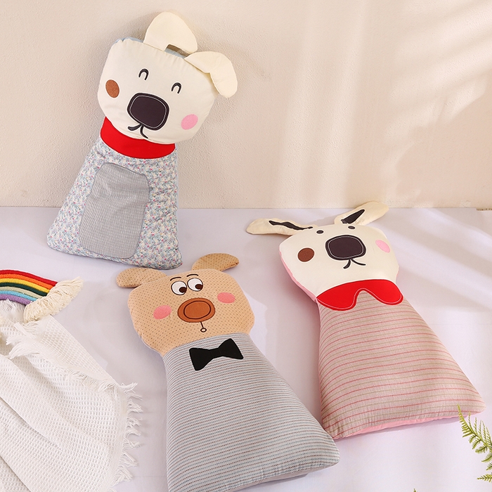 91家纺网 家纺一手货源 找家纺 蔻眠 动物园-全棉儿童卡通荞麦护颈枕头学生枕芯 主图