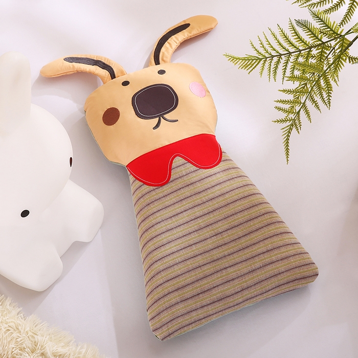 91家纺网 家纺一手货源 找家纺 蔻眠 动物园-全棉儿童卡通荞麦护颈枕头学生枕芯 动物园-咖色