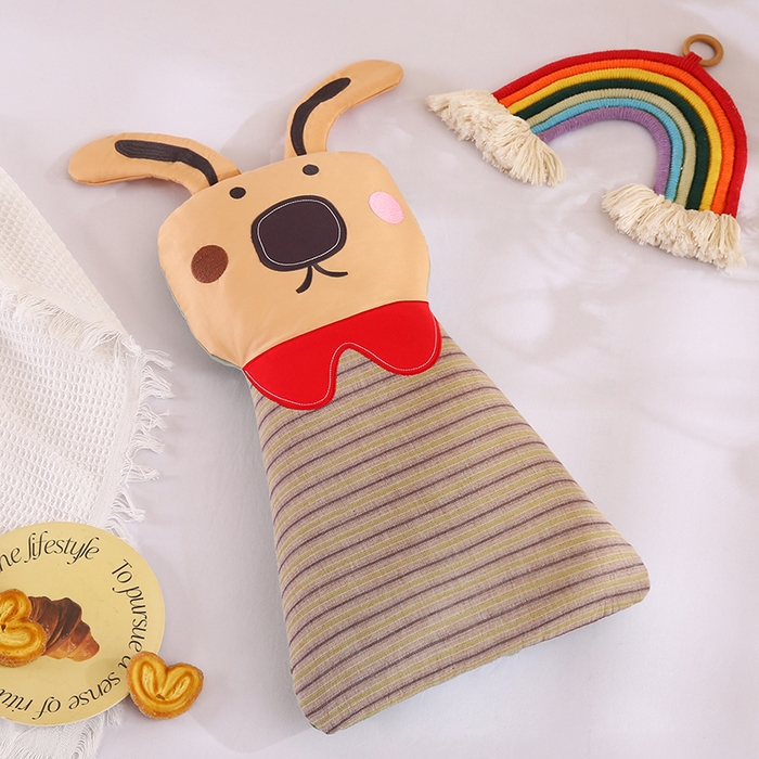 91家纺网 家纺一手货源 找家纺 蔻眠 动物园-全棉儿童卡通荞麦护颈枕头学生枕芯 动物园-咖色