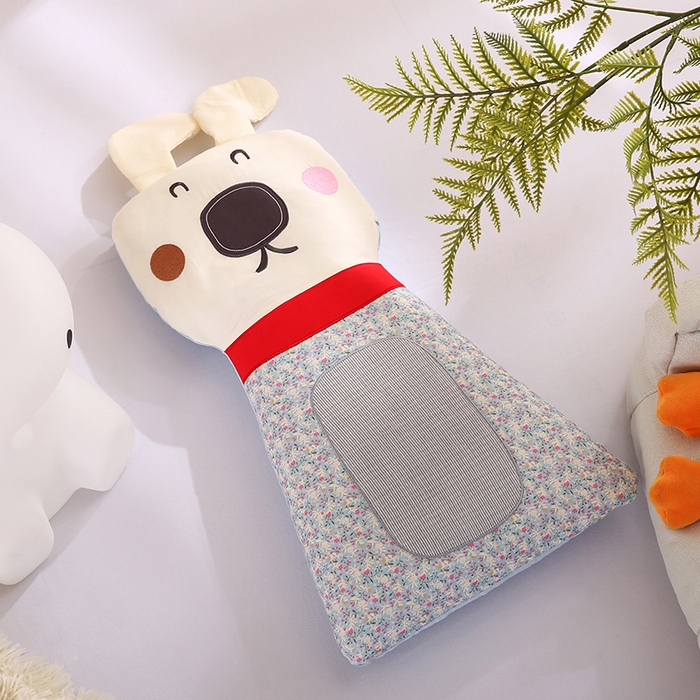 91家纺网 家纺一手货源 找家纺 蔻眠 动物园-全棉儿童卡通荞麦护颈枕头学生枕芯 动物园-蓝色