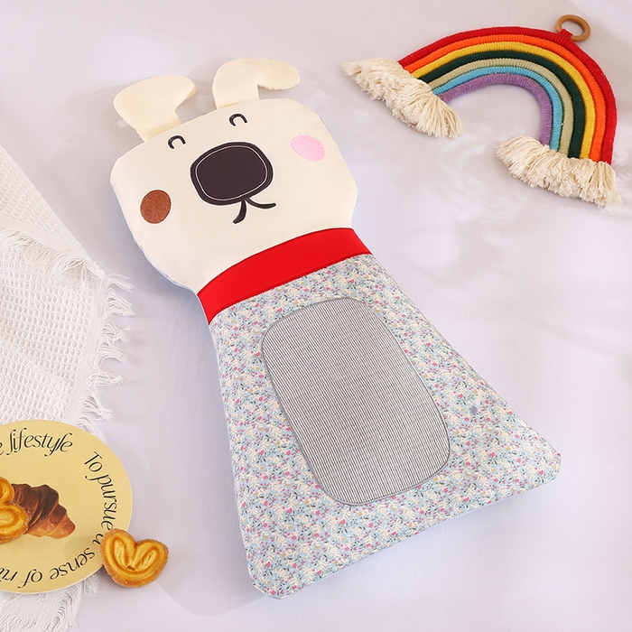 91家纺网 家纺一手货源 找家纺 蔻眠 动物园-全棉儿童卡通荞麦护颈枕头学生枕芯 动物园-蓝色